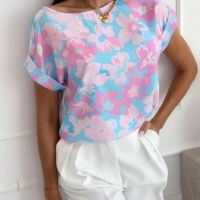 Дамска флорална блуза, снимка 1 - Тениски - 45505662