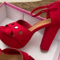 Велурени Дамски Обувки с Ток номер 37, снимка 7 - Дамски обувки на ток - 45022897