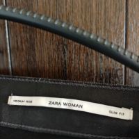Дамски дънки ZARA Slim Fit с черен промазан плат , снимка 3 - Дънки - 45490186