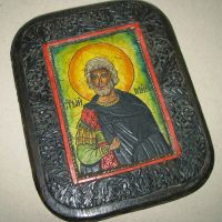 Икона "Св. Мина" 18/23 см имит. керамична на дърво, отлична, снимка 2 - Икони - 45510762