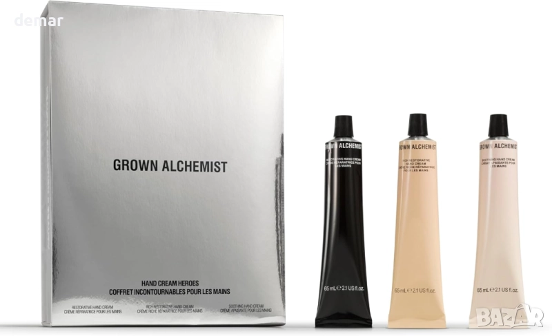Grown Alchemist Луксозен комплект кремове за ръце x 3, богат, възстановяващ и успокояващ хидратиращ, снимка 1