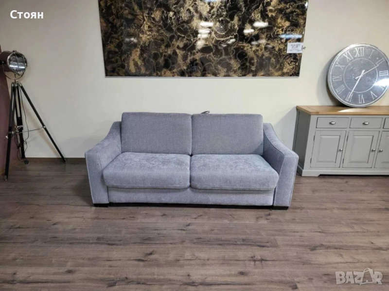 Сив диван от плат с функция сън "Myriad", снимка 1