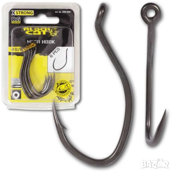 Куки а сом BLACK CAT Mega Hook DG Coating 6pcs,10/0,12/0, снимка 1