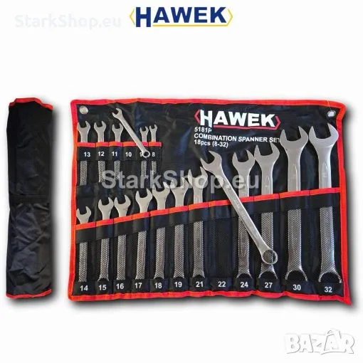 Професионален Комплект Звездогаечни Ключове HAWEK 18 части (8-32мм) Изработени от Хром Ванадиева Сто, снимка 1