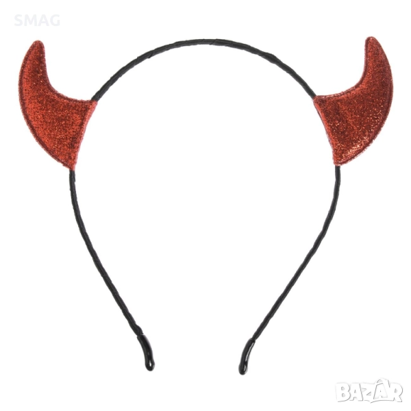Хелоуин / Halloween диадема с червени блестящи рога_1256087, снимка 1