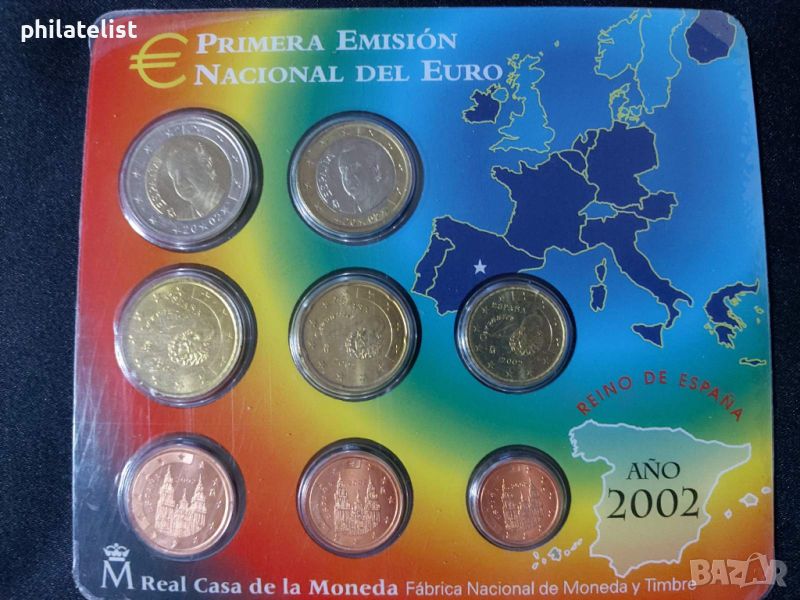 Испания 2002 – Комплектен банков евро сет от 1 цент до 2 евро – 8 монети BU, снимка 1
