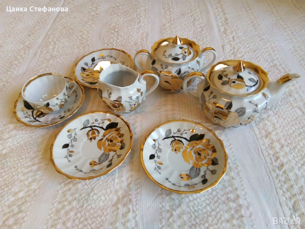 Част от сервиз,, Золотая роза,,, снимка 1