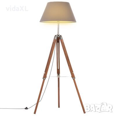 vidaXL Наземна лампа на статив меденокафяво и сиво тик масив 141 см(SKU:288078, снимка 1