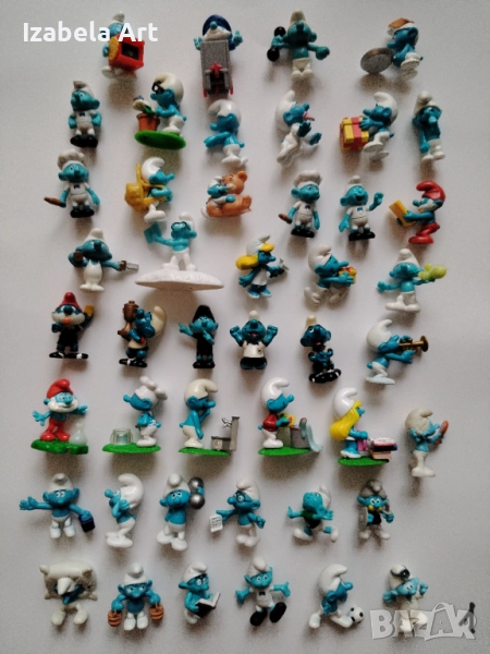 45бр фигури Kinder СМЪРФОВЕ/стари Киндер играчки от шоколадови яйца, снимка 1