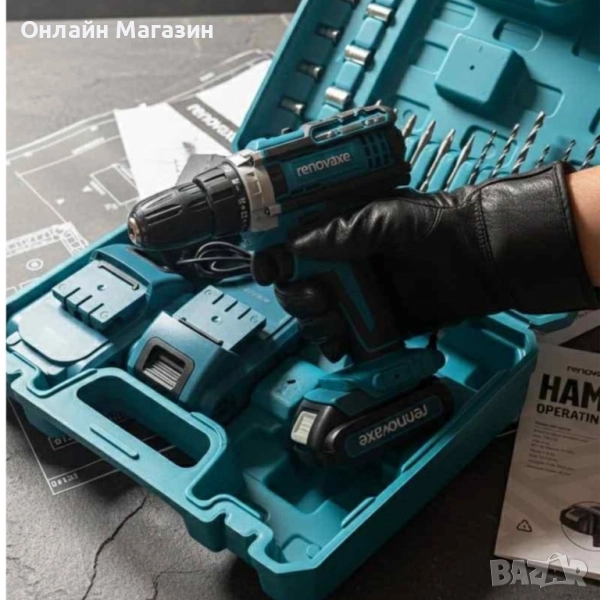 Нови с 12м гаранция Комплект бормашина с двойна батерия и безчетков мотор за точност и мощност във в, снимка 1