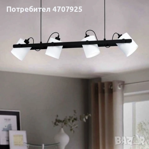 Полилей LOFT HORNWOOD 1 4хE27 max 4х28W IP20 черно + бял текстил НАМАЛЕН ОТ 181 НА 80 ЕВРО 
