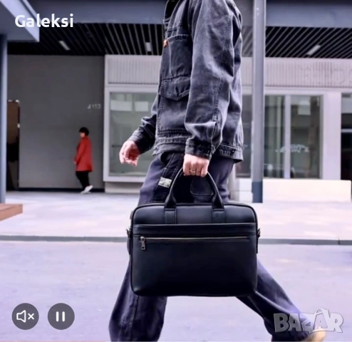 Мъжка луксозна чанта за лаптоп 15,6”/Офис куфарче от черна естествена кожа!, снимка 13 - Чанти - 53418794