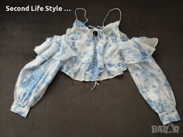 ASOS дамска риза/блуза с волани р-р L, снимка 11 - Корсети, бюстиета, топове - 52908264