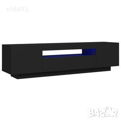 vidaXL ТВ шкаф с LED осветление, черен, 160x35x40 см(SKU:804428