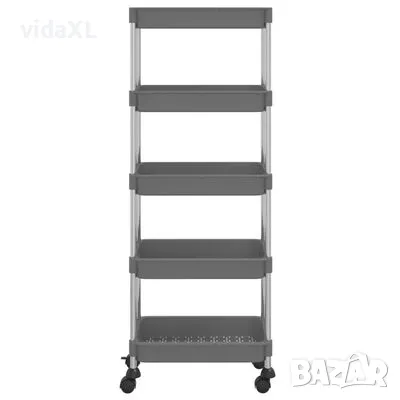 vidaXL Кухненска количка на 5 нива, сива, 42x29x128 см, желязо и ABS(SKU:336333), снимка 3 - Други - 49197114