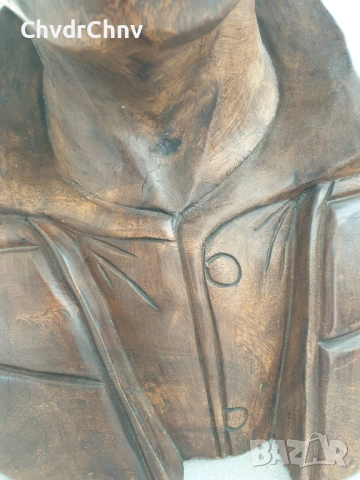 70см-50кг ръчна дърворезба статуя/голяма дървена скулптура/фигура-бюст на мексиканец-каубой, снимка 9 - Статуетки - 52020340