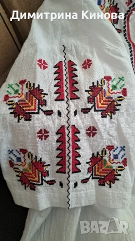 мъжка риза памук със българска ръчна бродерия и на ръкавите , снимка 3 - Тениски - 50772103