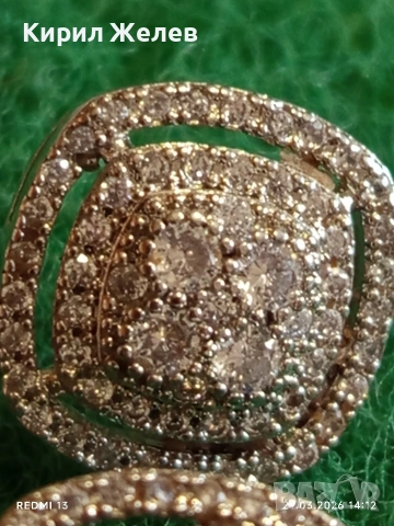 Сребърни обеци с кристали Swarovski и множество ореоли ювелирна изработка 54189, снимка 2 - Обеци - 54014405