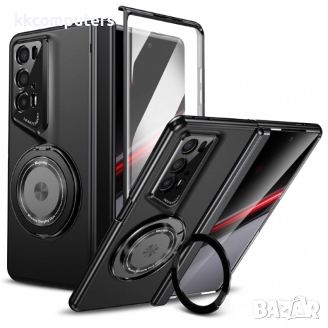 Honor Magic V2 RSR Porsche Design Gold Medal калъф с въртящ се пръстен – черен / червен / златист / 