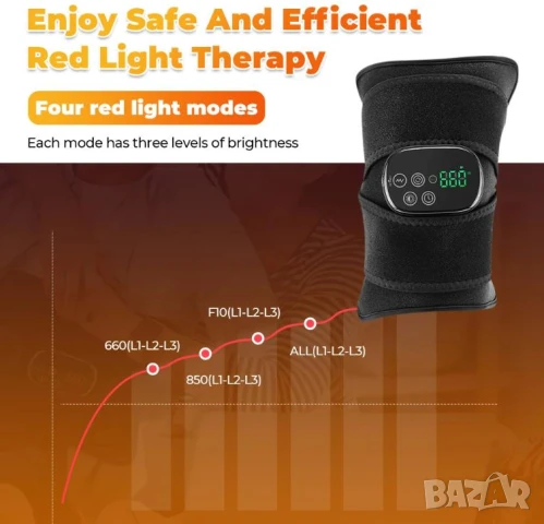 Безжичен LED Инфрачервен Масажор Червена Светлина Дълбоко Облекчаване Тяло Гръб Колене Стави Мускули, снимка 8 - Масажори - 50937975