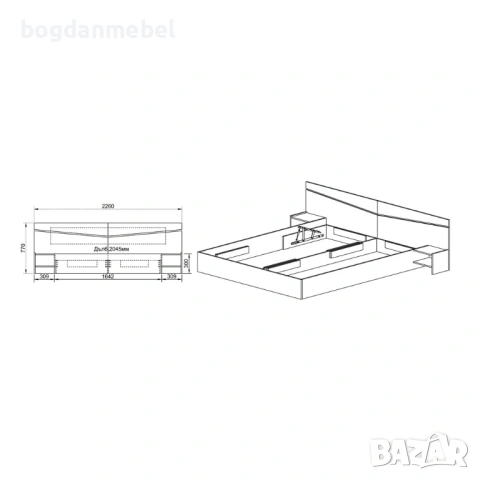 Спален комплект с две нощни шкафчета Мood 7001, снимка 2 - Спални и легла - 53559956