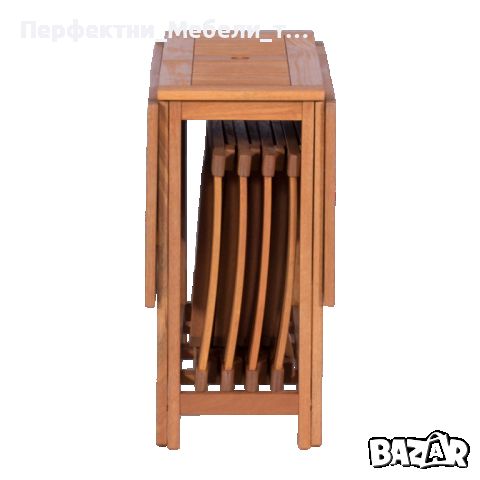 Сгъваем дървен градински комплект маса с 4 стола-дърво меранти-НАЛИЧЕН, снимка 2 - Градински мебели, декорация  - 45446929