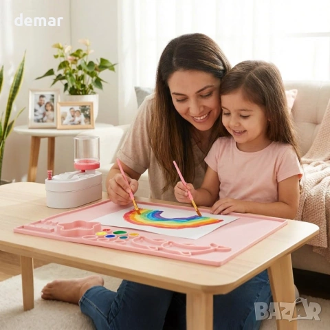 Комплект за рисуване и занаяти - силиконова подложка, 10 четки, инструмент за почистване на четки, снимка 2 - Образователни игри - 53794620