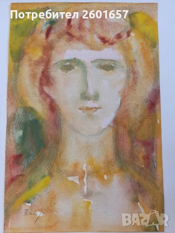 Нанет Баклаян, стар акварел, снимка 2 - Картини - 50841641