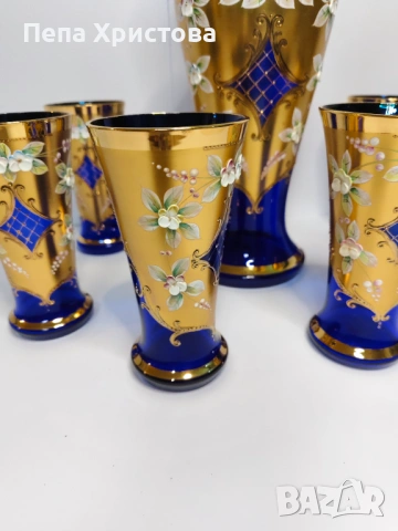 Комплект за лимонада/вода от чешки цветен кристал, снимка 3 - Сервизи - 53663721