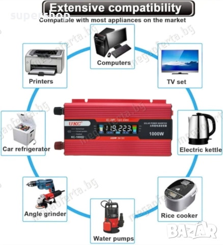 Инвертор с дисплей 24v-1000w за камион, снимка 2 - Аксесоари и консумативи - 52022475