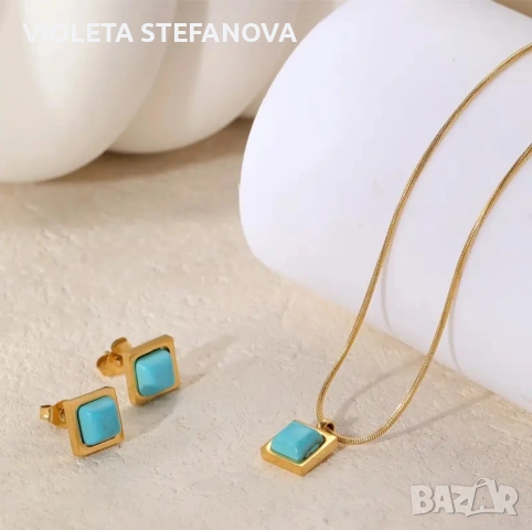 Дамски позлатени комплекти от медицинска стомана , снимка 3 - Бижутерийни комплекти - 53169609