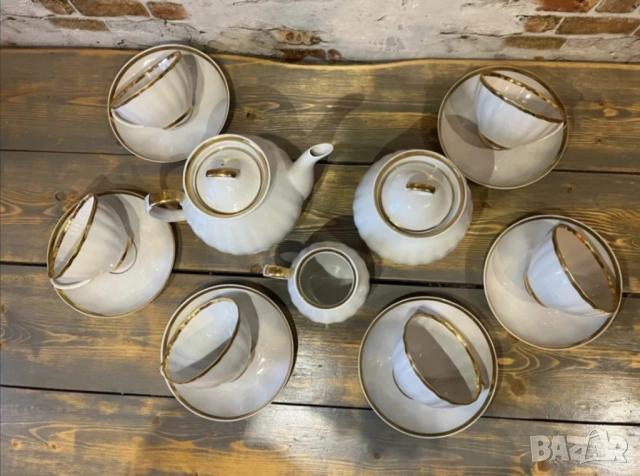 Сервиз за чай Дулево-Бял лебед,от времето на СССР , снимка 2 - Сервизи - 41787642