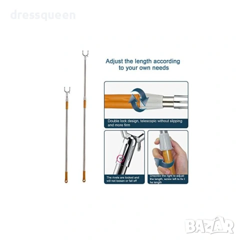 4828 Разтегателен метален прът за закачалки, 96-160 см, сребрист, снимка 2 - Други стоки за дома - 53733127