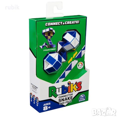 Оригинален магически пъзел Rubik's Connector Snake (2-Pack) - С цветни пластини
