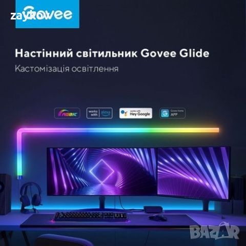 Govee H6062 Glide RGBIC Стенна лампа RGB (6+1), снимка 2 - Лед осветление - 46701136