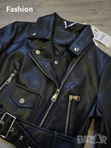 Ново уникално дамско черно кожено яке 2в1, снимка 9 - Якета - 53201888