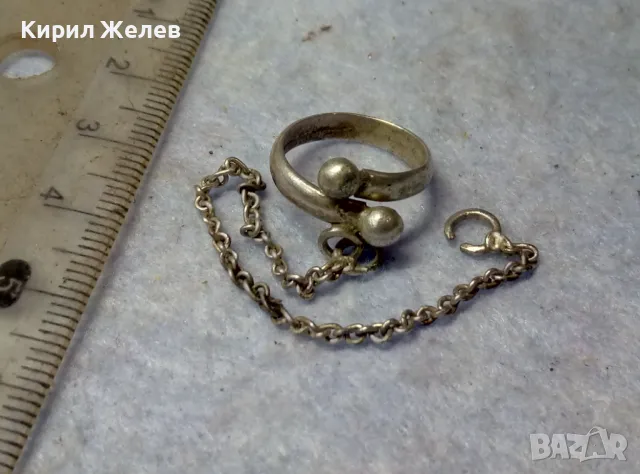 СТАРИНЕН РЯДЪК МОДЕЛ СРЕБЪРЕН ПРЪСТЕН със СРЕБЪРНА ВЕРИЖКА СРЕБРО 925 РЪЧНА АРТ ИЗРАБОТКА 11938, снимка 6 - Антикварни и старинни предмети - 49767876