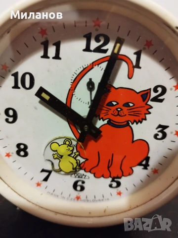 Стар механичен анимиран будилник, настолен часовник, снимка 2 - Антикварни и старинни предмети - 50845638