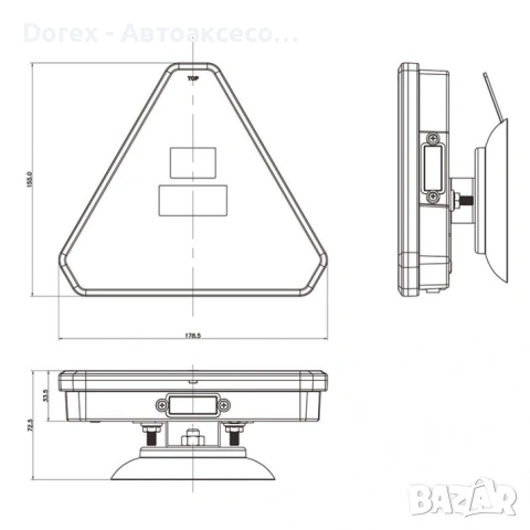 Комплект безжични преносими LED стопове с магнит и вендуза 12V - триъгълен дизайн с неон ефект за ре, снимка 2 - Аксесоари и консумативи - 53857052