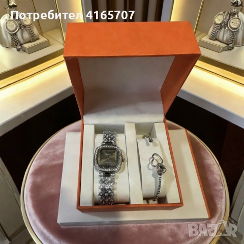 Изтънчен комплект от висок клас: Дизайнерски часовник и гривна – перфектният избор за подарък, снимка 5 - Бижутерийни комплекти - 53525941