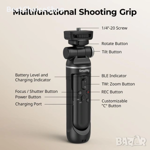 SmallRig SR-RG2 Многофункционален безжичен захват за снимане за Nikon Canon Sony, снимка 7 - Чанти, стативи, аксесоари - 53517531