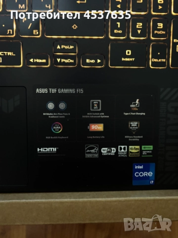 Gaming laptop Asus tuf f15, снимка 5 - Лаптопи за игри - 52586421