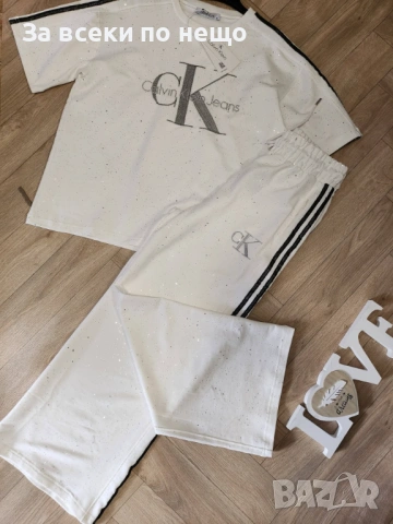 Calvin Klein Дамски Спортен Комплект Тениска И Долнище🔝Дамски Спортен Екип Келвин Клайн Код I_237