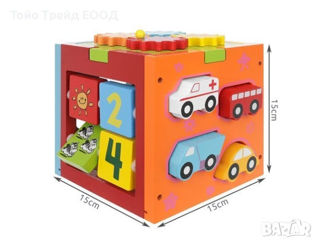 Дървено образователно кубче-сортер, снимка 5 - Образователни игри - 52671366