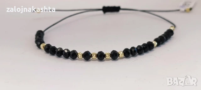 Нова Златна гривна с черен конец -0,60гр/14кр
