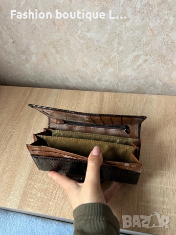 Кафяво кожено портмоне с джоб за монети , карти и книжни пари 🤎, снимка 4 - Портфейли, портмонета - 53176781