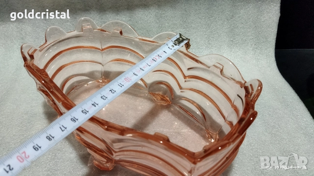 Стара стъклена купа фруктиера бонбониера, снимка 5 - Антикварни и старинни предмети - 52675093