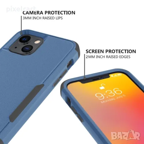 Удароустойчив калъф Shock-Proof за iPhone 13 mini, Синьо и Черно, снимка 3 - Калъфи, кейсове - 48010112