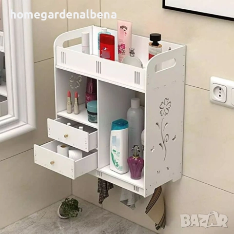 Водоустойчив Органайзер за Баня | 2 Шкафчета, 3 Рафта и Закачалки, снимка 2 - Шкафове - 54209137