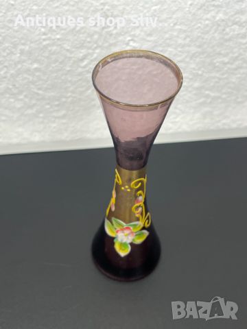 Стъклена вазичка от финно цветно стъкло. №5433, снимка 3 - Антикварни и старинни предмети - 45855676